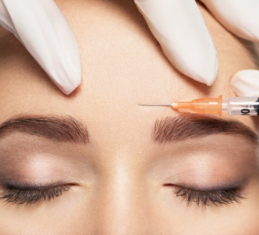 Closeup of dental patient receiving Botox injection