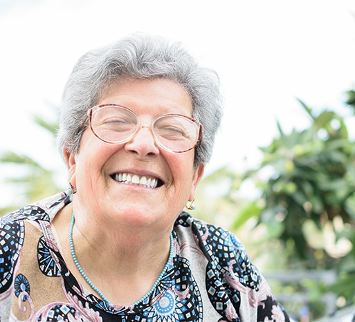 Woman smiling outside