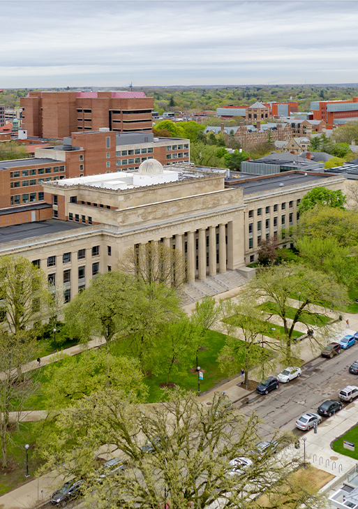 Aerial view of dental school campus