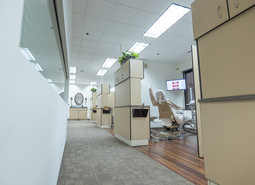 Hallway leading to dental treatment rooms