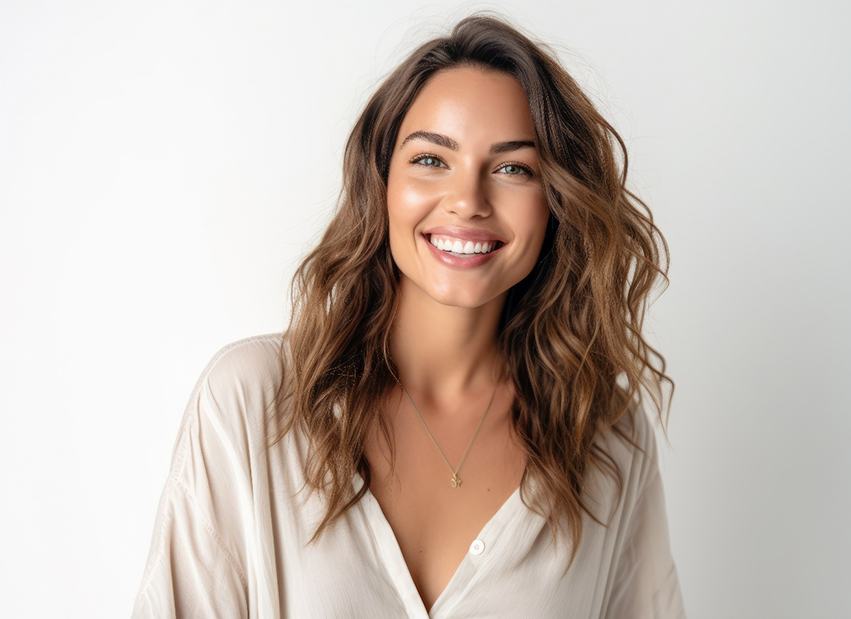 Woman in white shirt smiling